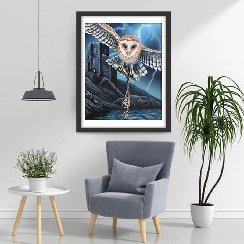 Owl Commuting in Lightning Diamond Painting