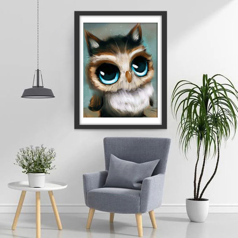 Cute Blue Eyed Owl Diamond Painting