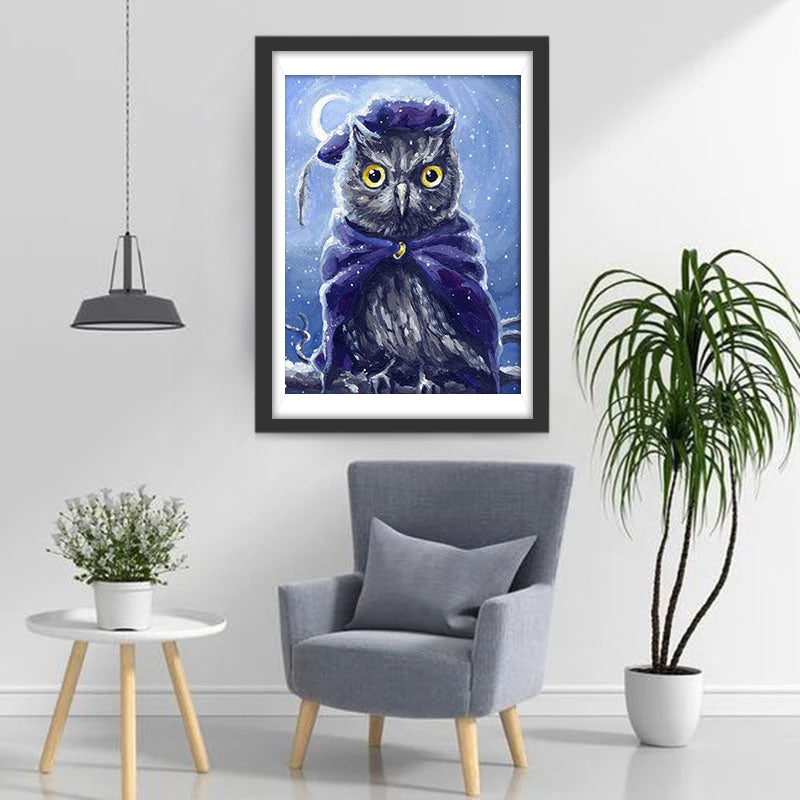 Owl in Purple Hat Diamond Painting