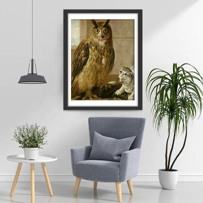 Large Owl and Cat Diamond Painting