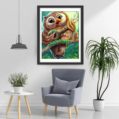 Owl Playing Guitar Diamond Painting