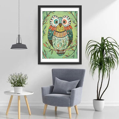 Green Owl Diamond Painting