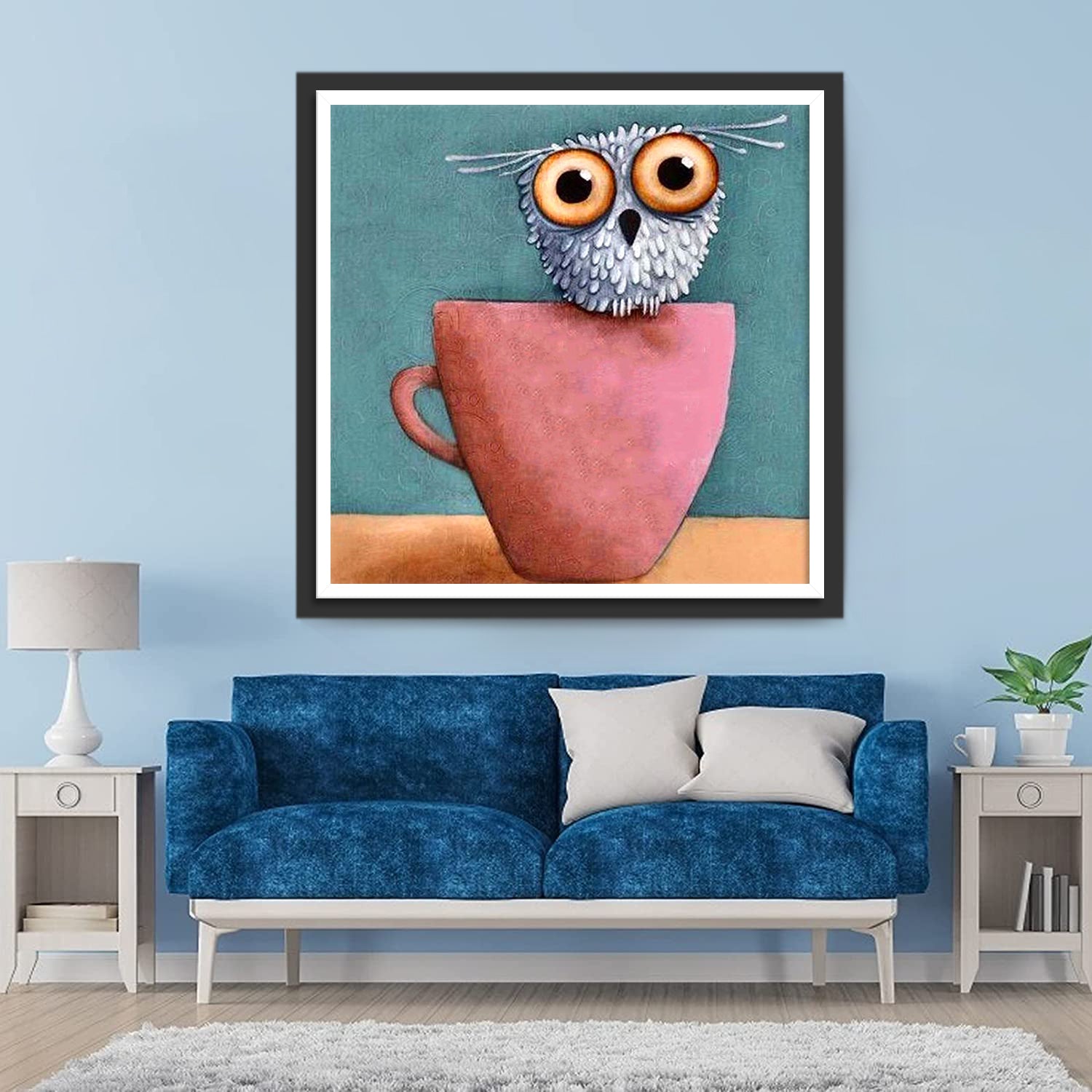 White Owl on a Mug Diamond Painting