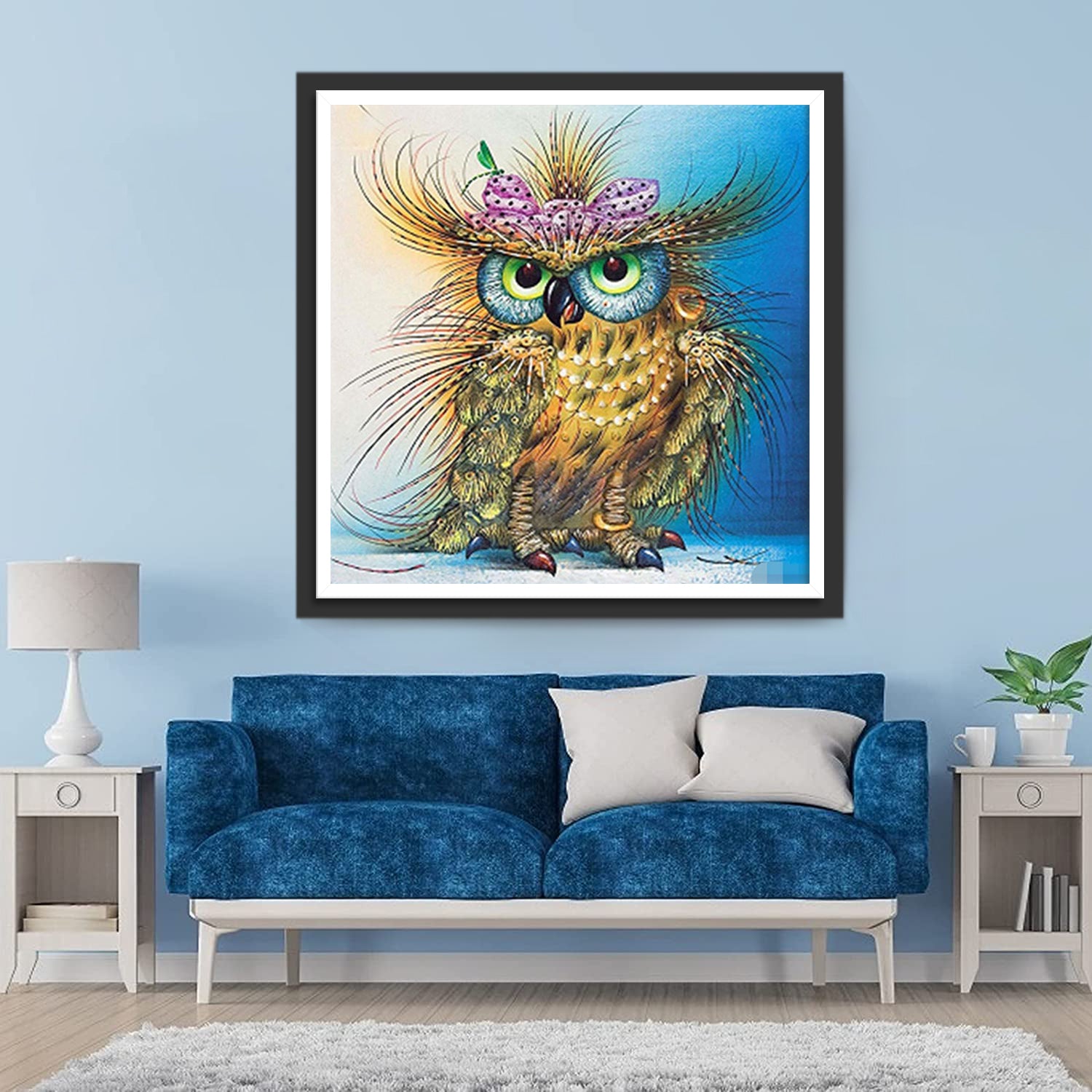 Owl with Long Feathers Diamond Painting