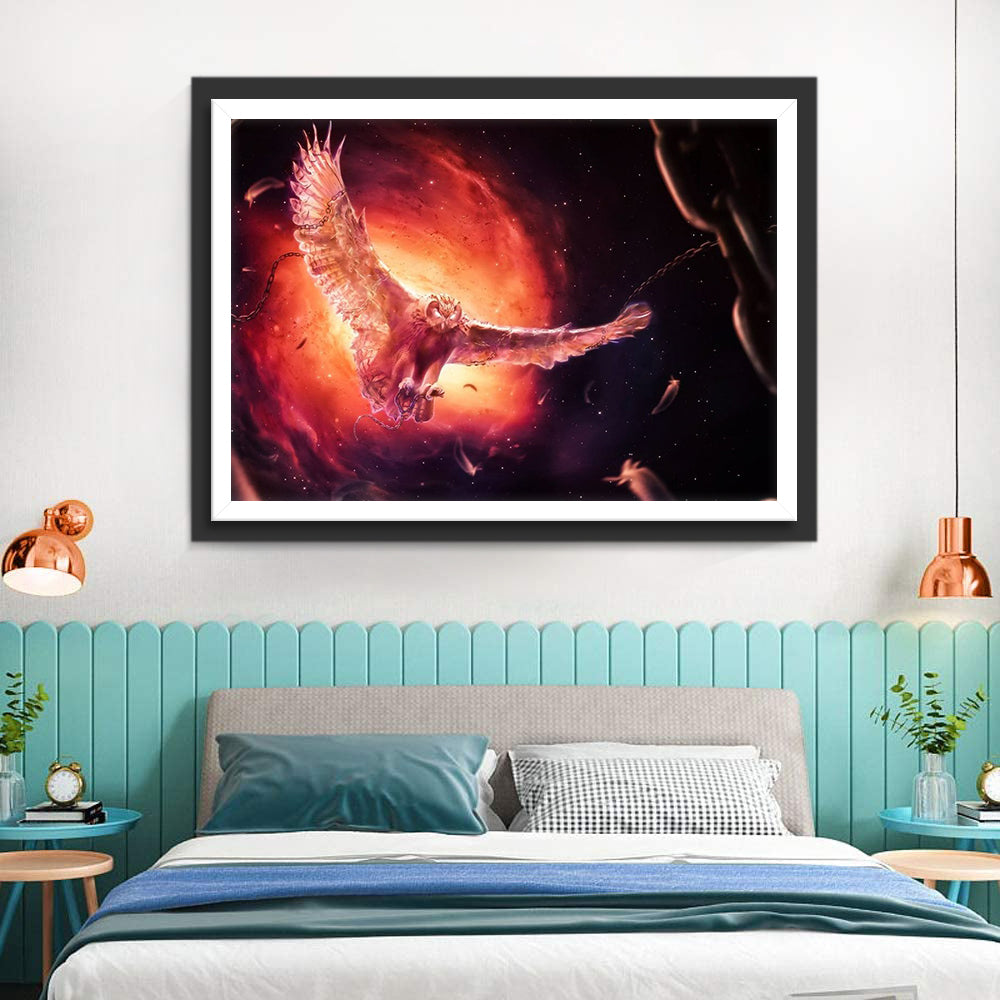 Owl flying in space Diamond Painting