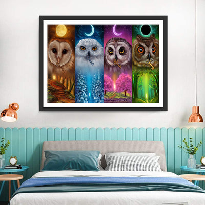 Quadricolor Owls Diamond Painting