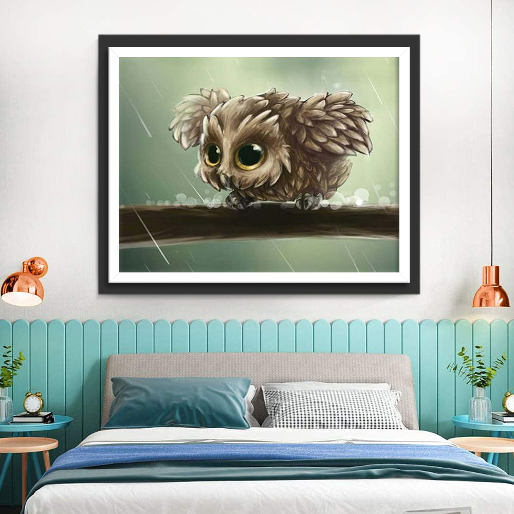 Cute Owl In the Rain Diamond Painting