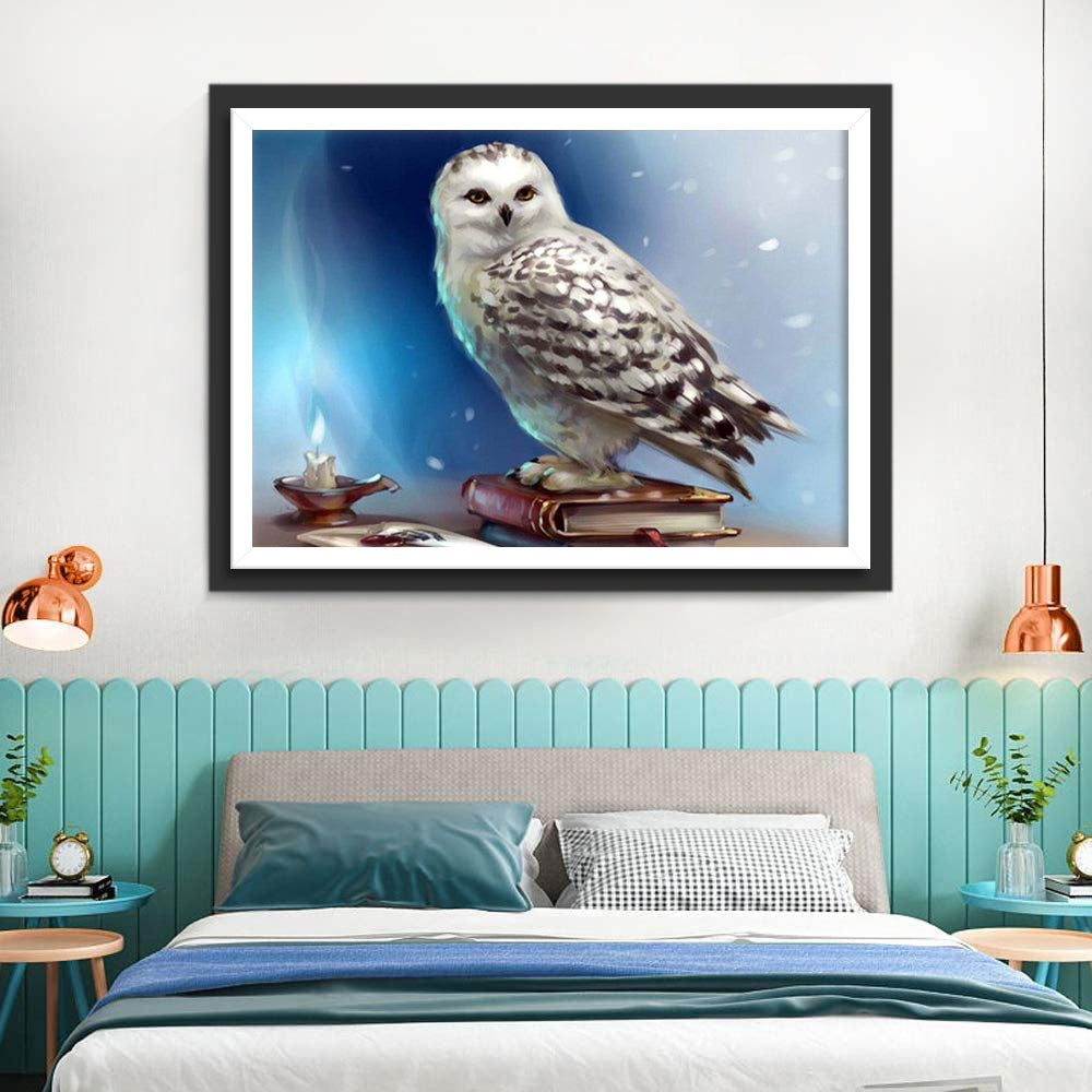 Snowy Owl on the Desk Diamond Painting