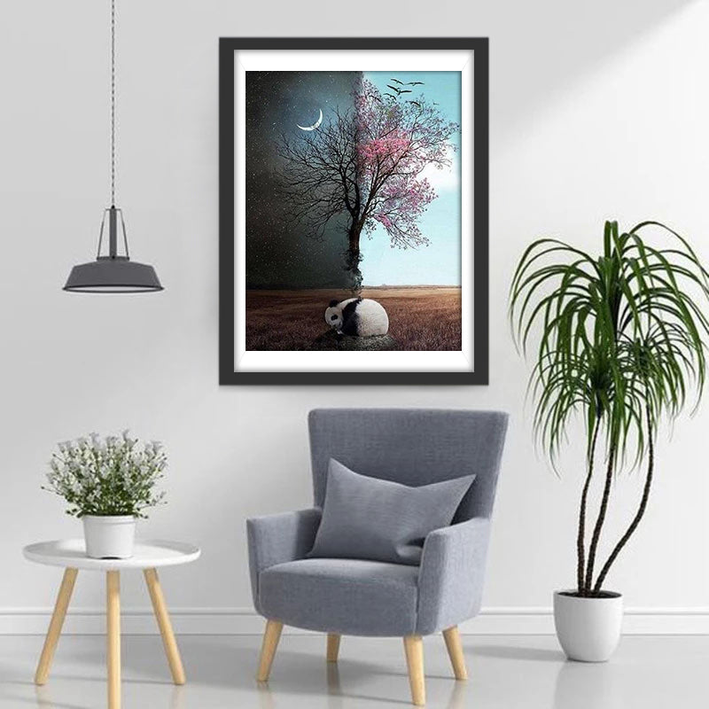 Panda in the Day and in the Night Diamond Painting