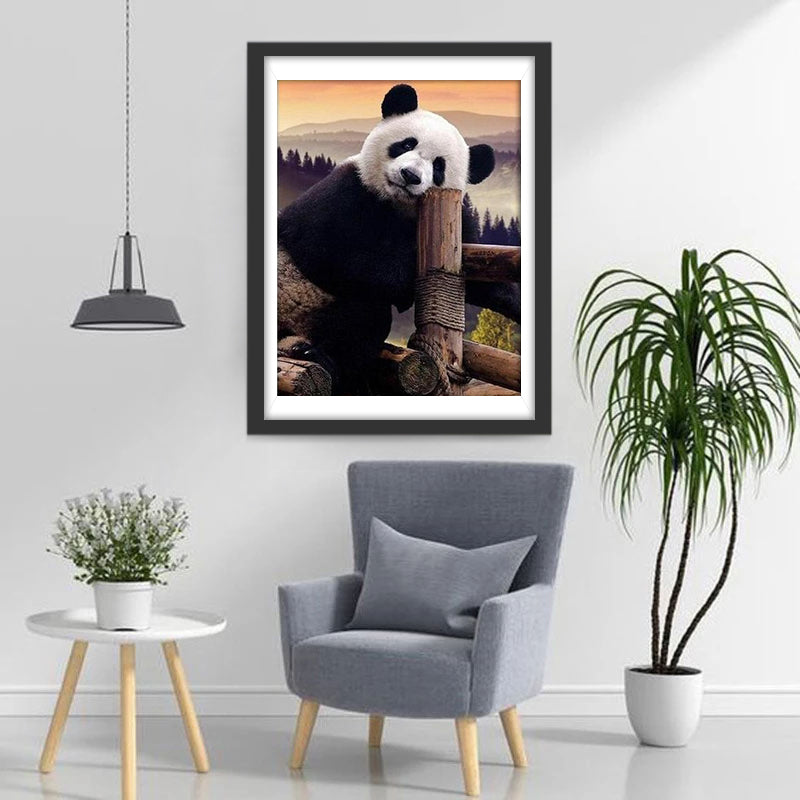Panda on Wooden Bridge Diamond Painting
