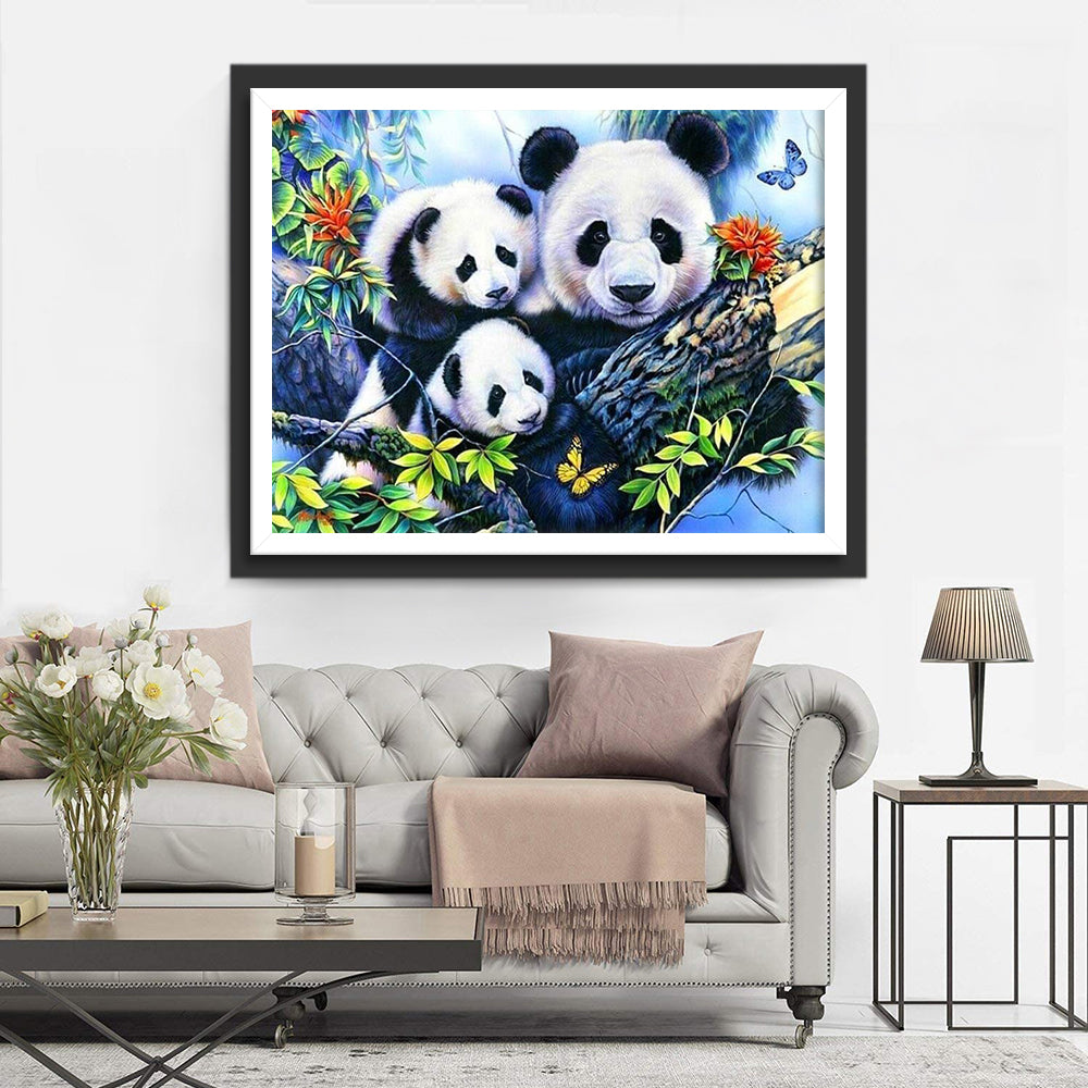 Mother Panda and Her Babies Diamond Painting