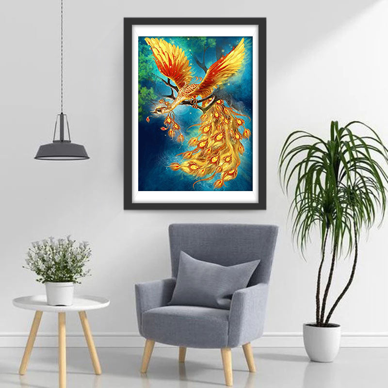 Beautiful Golden Peacock Diamond Painting