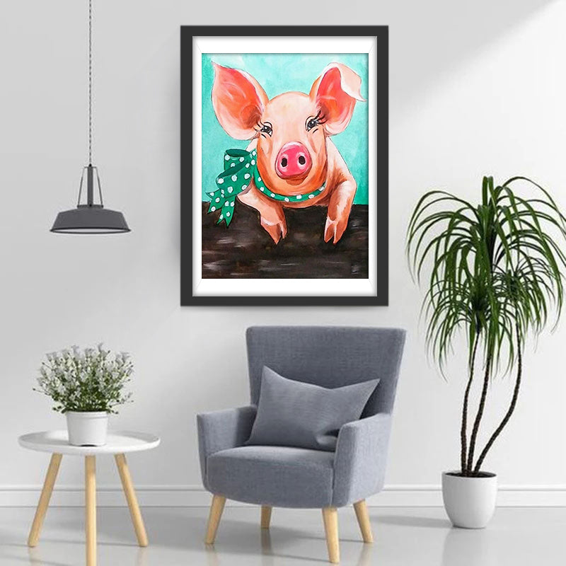 Pig with Scarf Diamond Painting