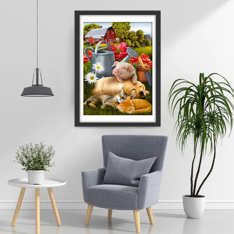 Pig, Kittens and Puppy Diamond Painting