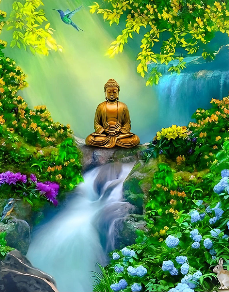 Buddha in Meditation on a Fall Diamond Painting