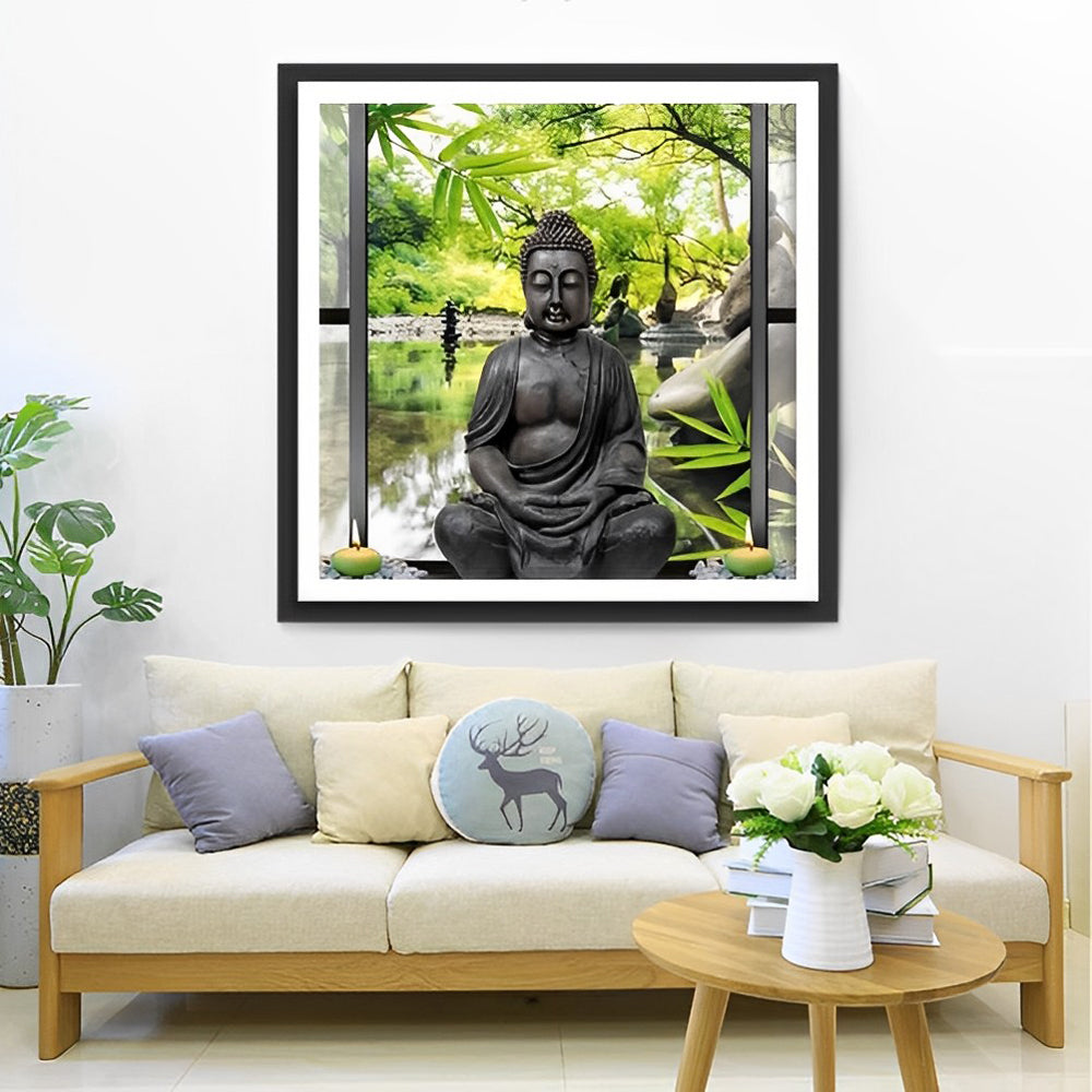 Buddhist Statue and Bamboo Diamond Painting