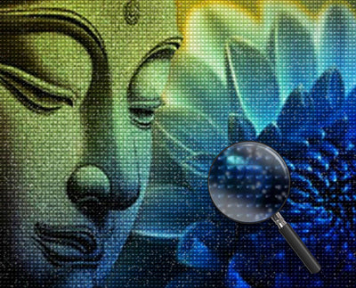 Lotus and Buddhist Statue Diamond Painting