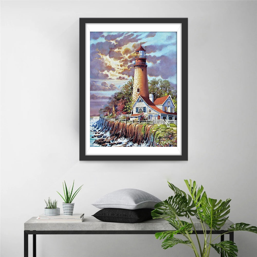 The Lighthouse and the House Diamond Painting