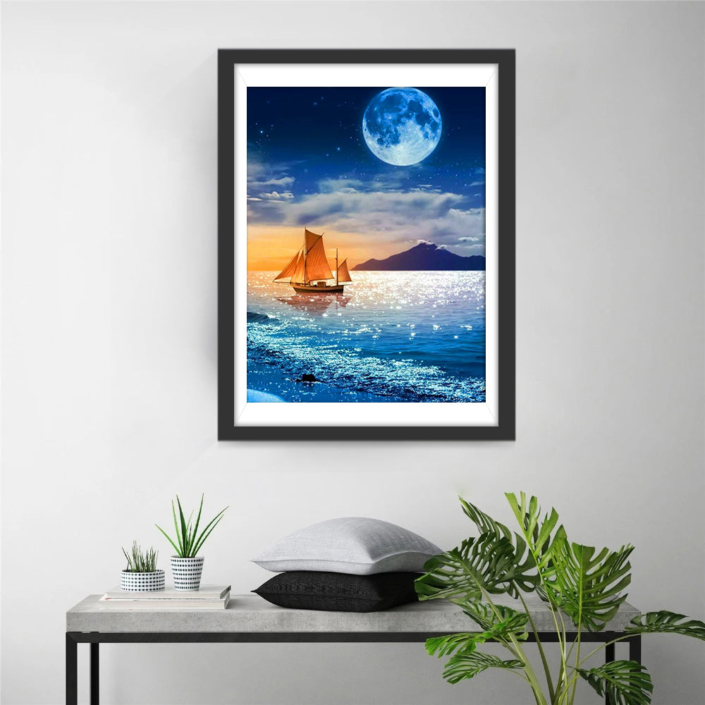 Sea and Moon Clear Diamond Painting