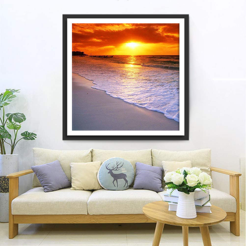 Sea and Setting Sun Diamond Painting