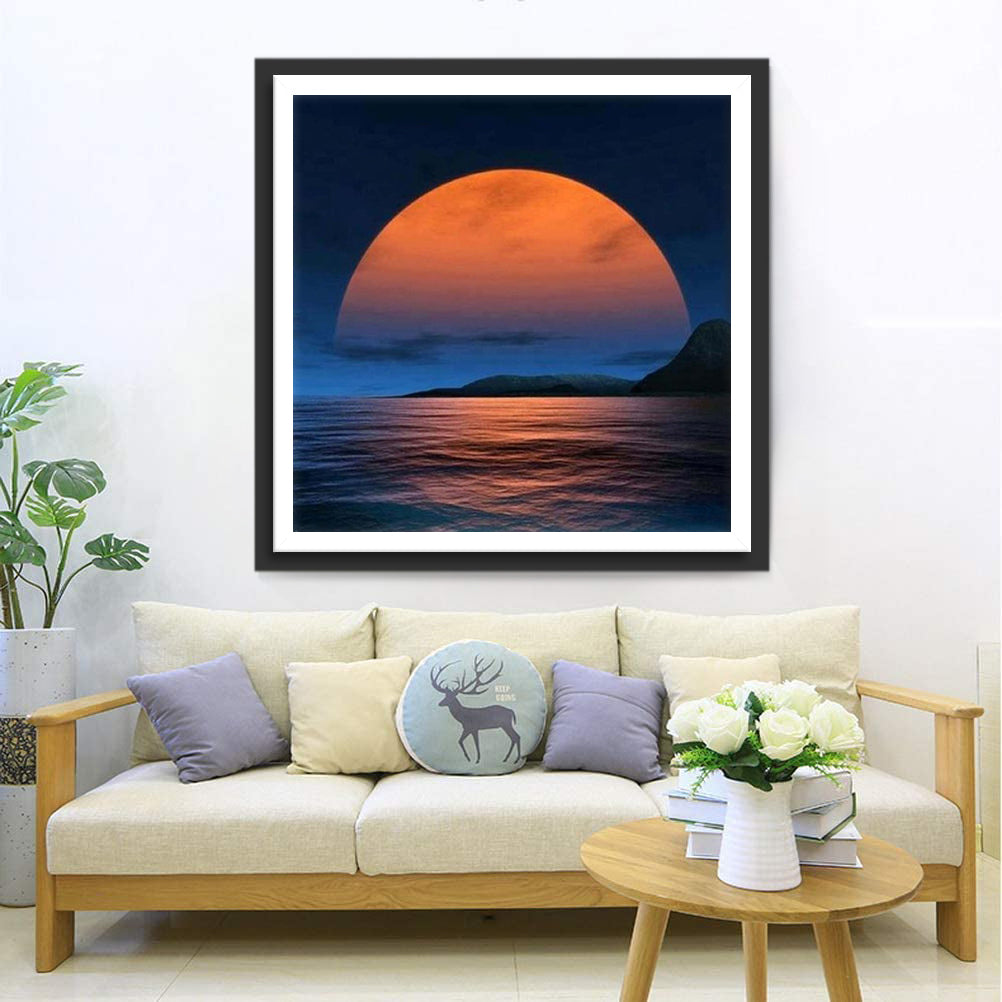Sea and Moon Huge Redhead Diamond Painting