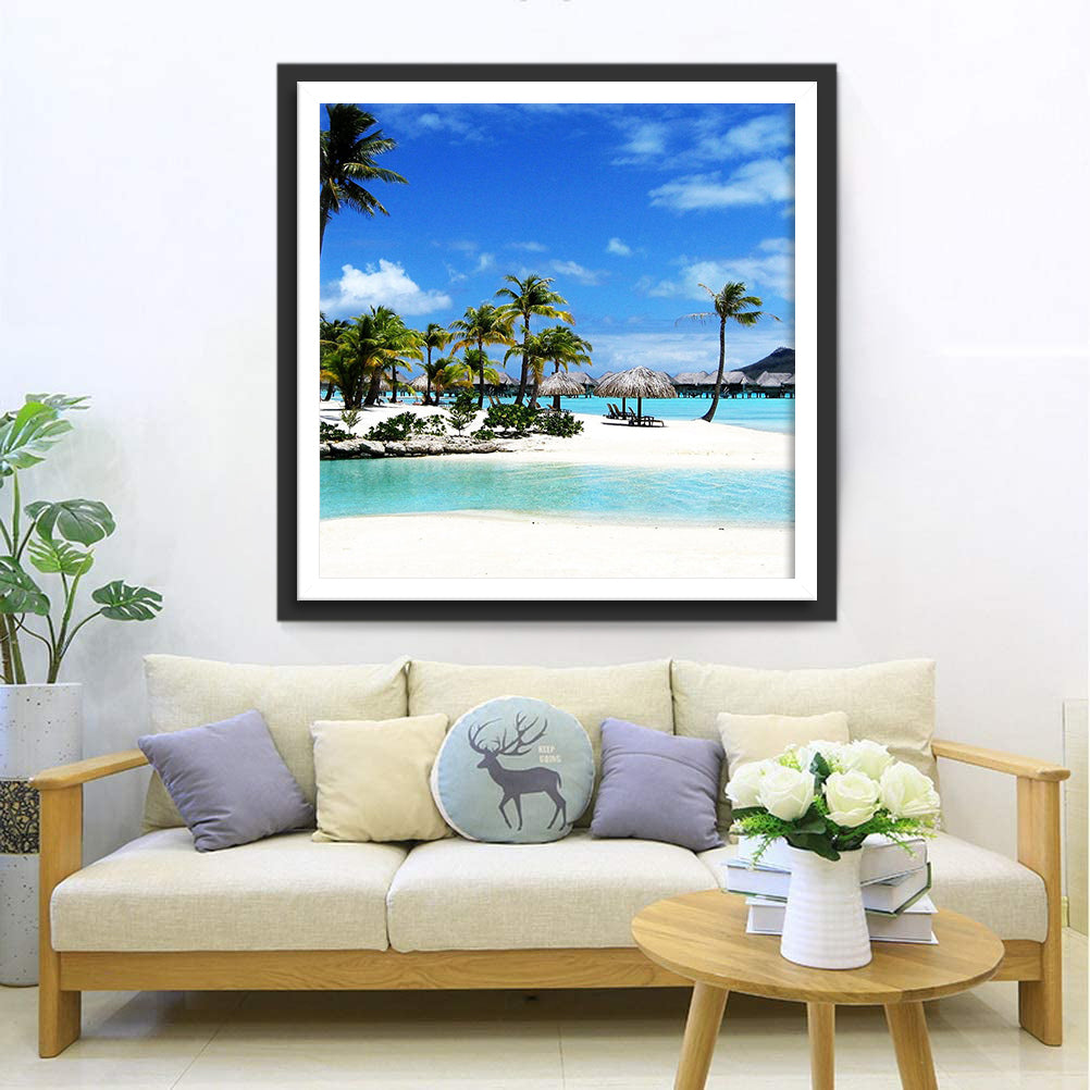 Coconut Trees and Sea Diamond Painting