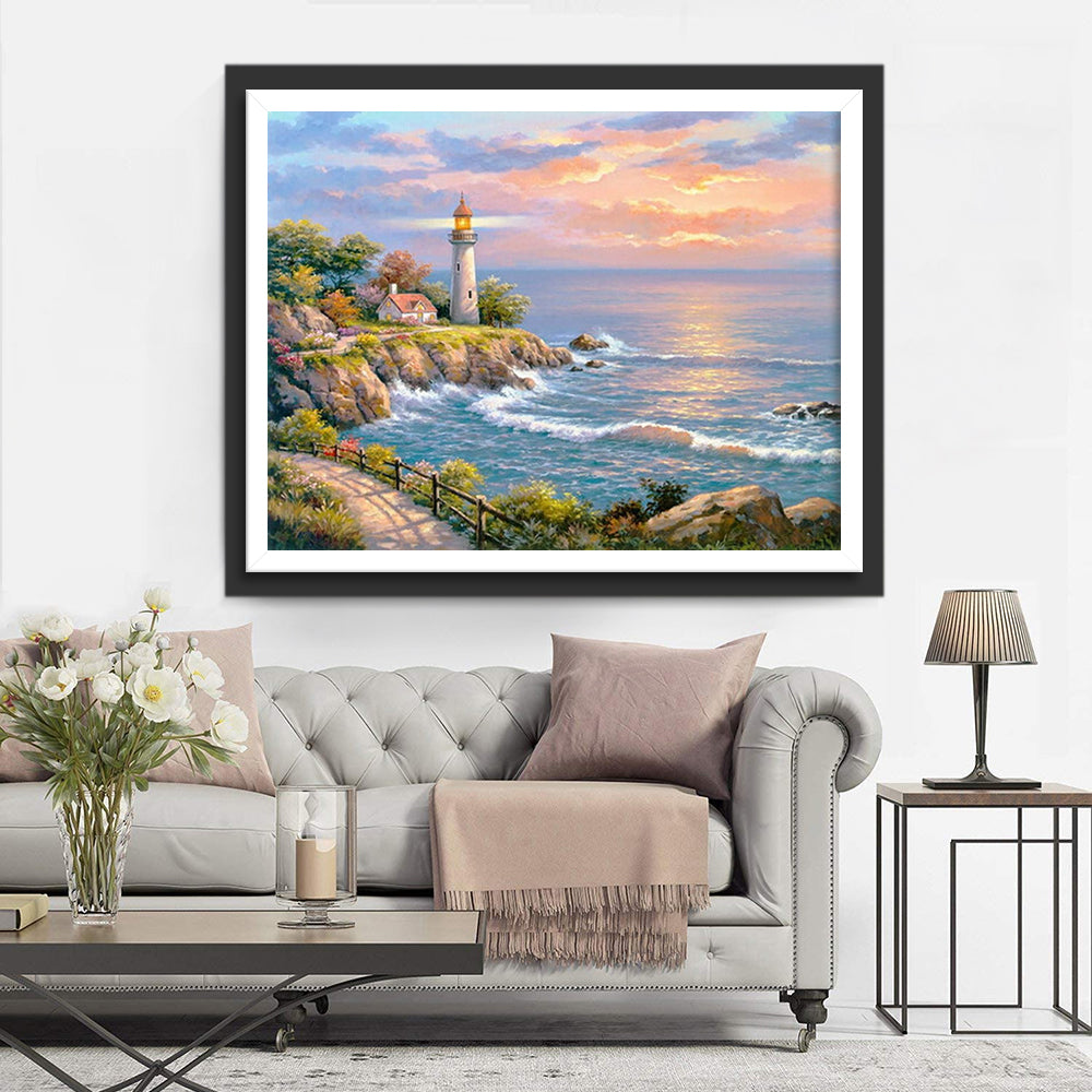 The Lighthouse and the Sea Diamond Painting