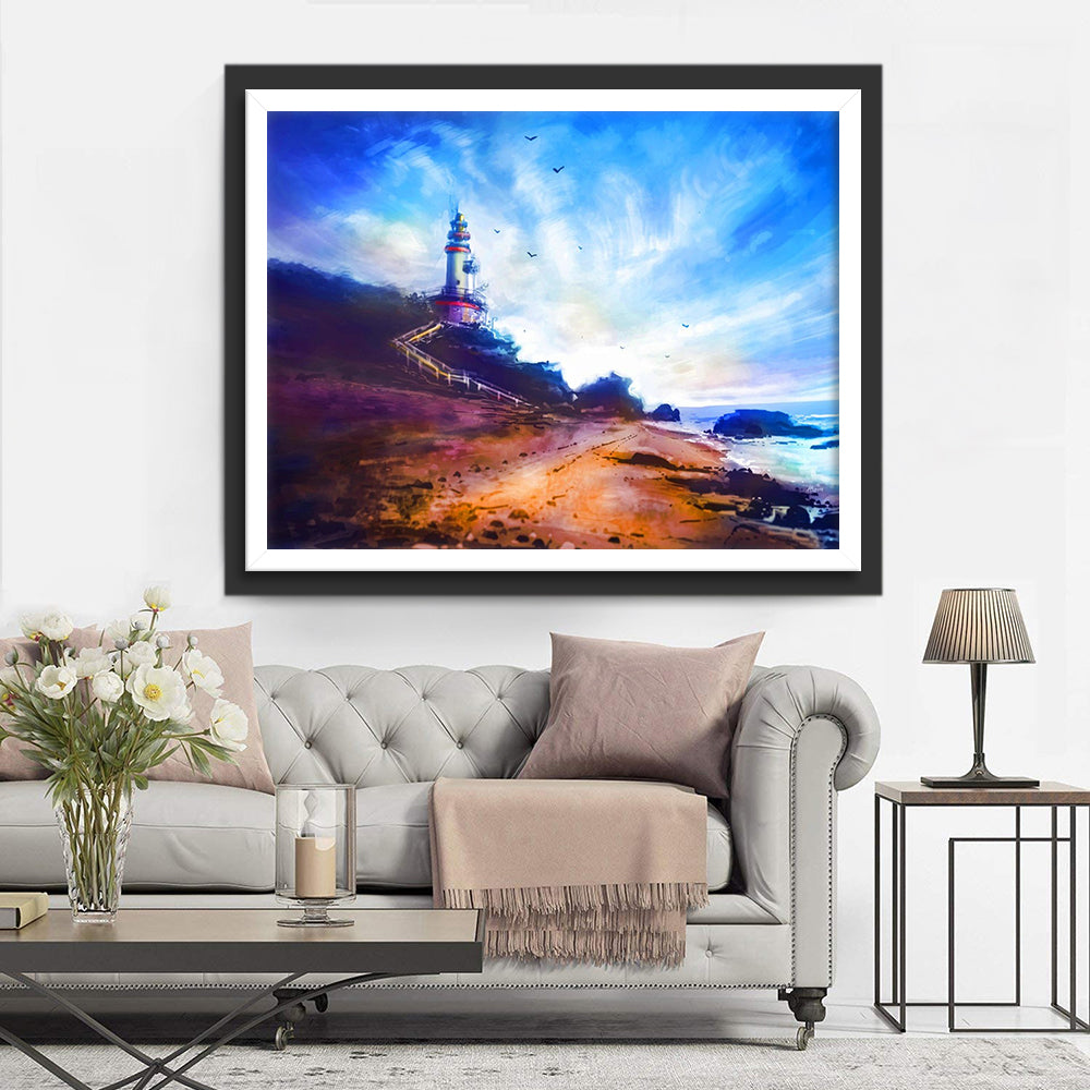 Lighthouse and Beach Diamond Painting