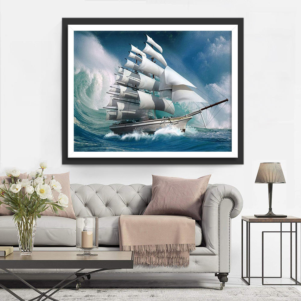 Waves and Sailboat Diamond Painting