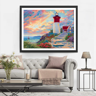 The Lighthouse and Flowers 5D DIY Diamond Painting Kits