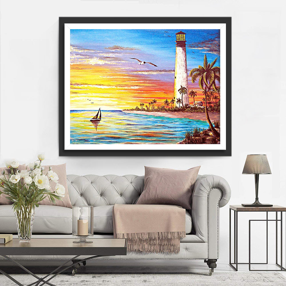 Seagull and Lighthouse Diamond Painting