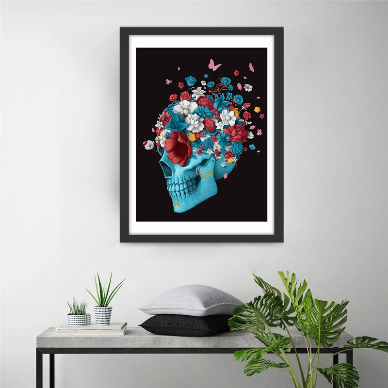 Blue Skull and Flowers 5D DIY Diamond Painting Kits