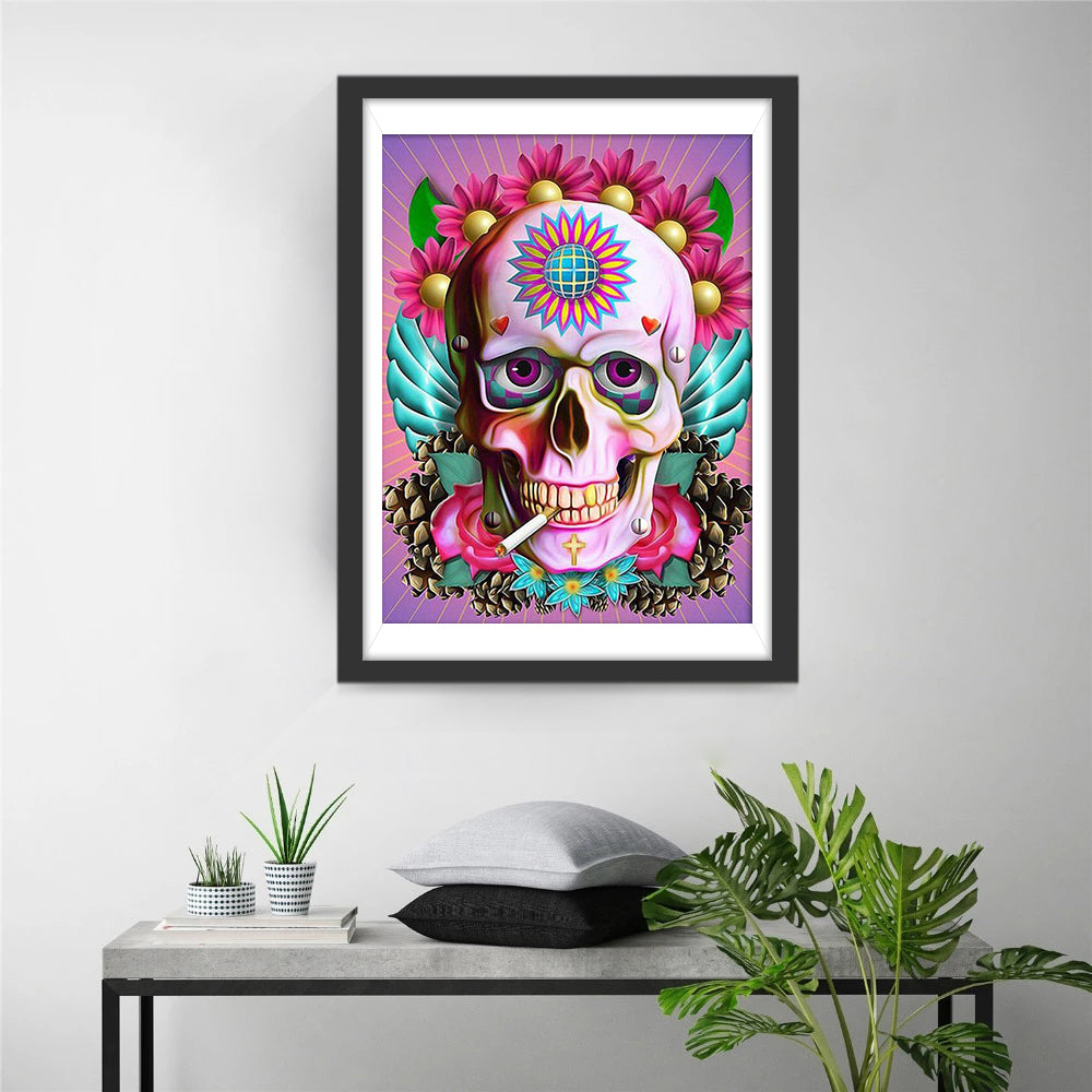 Smoking Rose Skull Diamond Painting