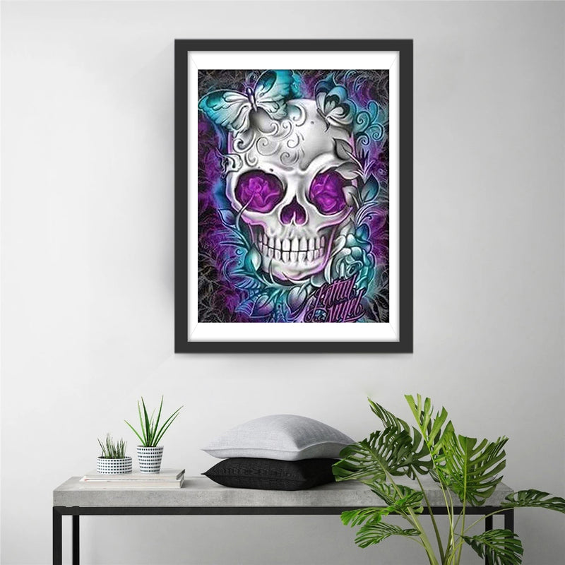 White Skull and Butterfly Diamond Painting