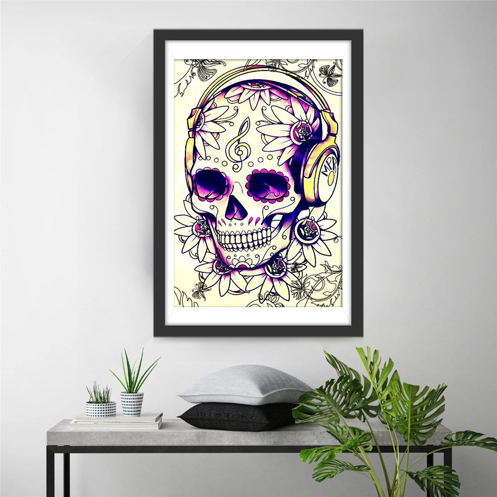 Skull Listening to Music Diamond Painting