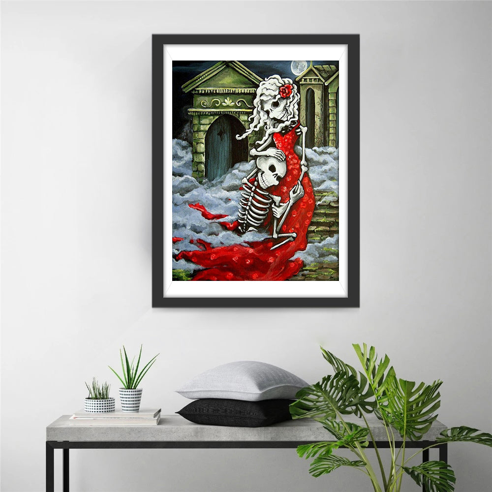 Skull in Red Dress Diamond Painting