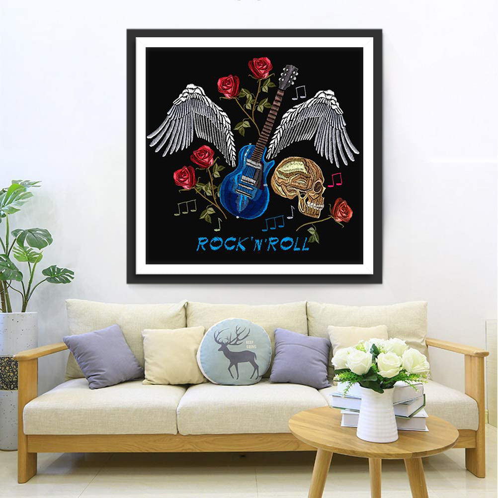 Skull and Guitar Diamond Painting