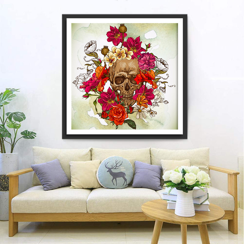 Skull and Various Flowers 5D DIY Diamond Painting Kits