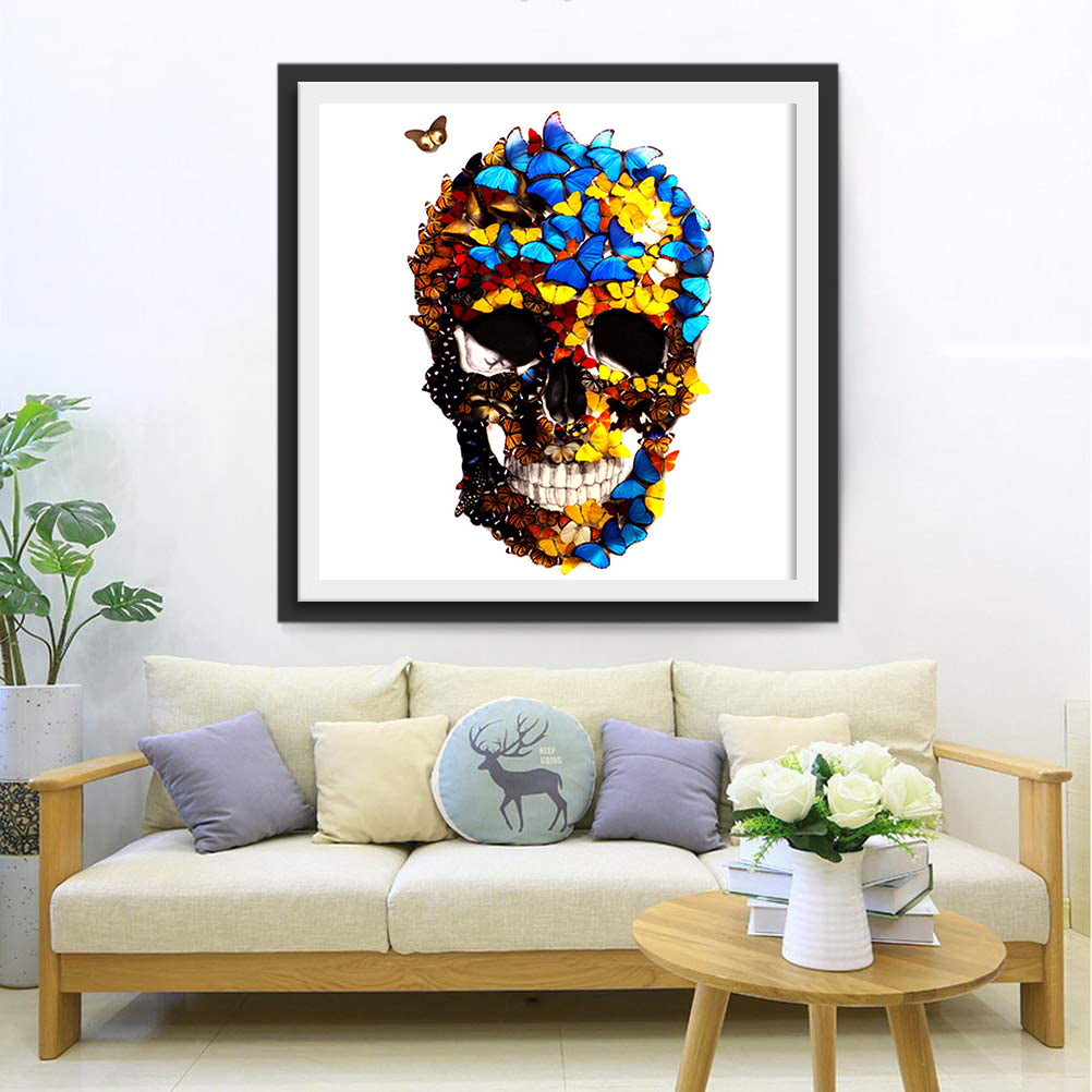 Skull Covered with Butterflies Diamond Painting
