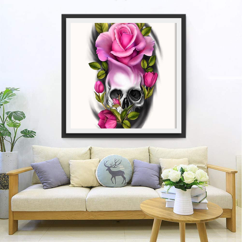 Skull with a Rose on the Head Diamond Painting