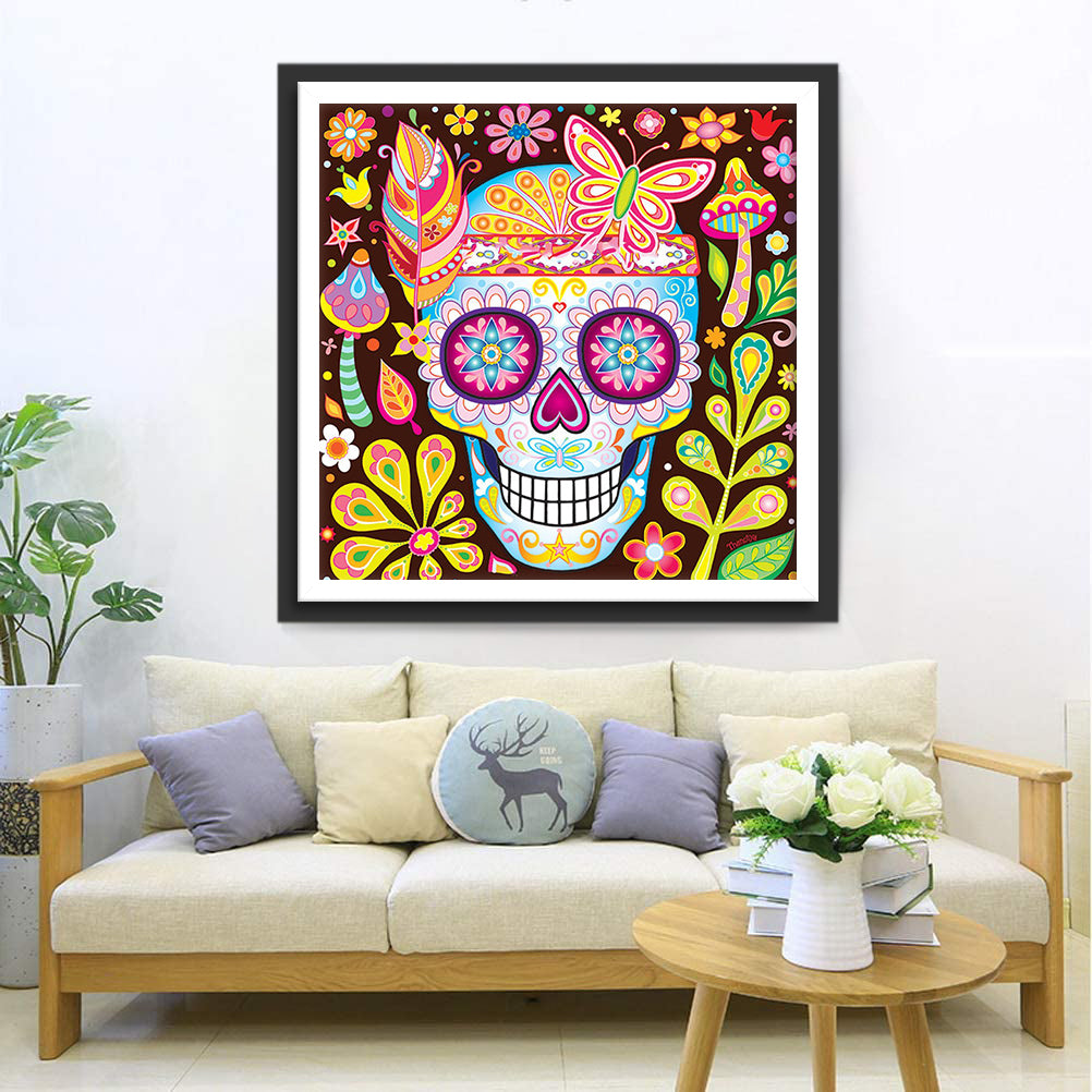 Skull Flowers Patterns Diamond Painting