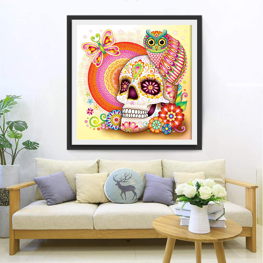 Skull and Owl Diamond Painting