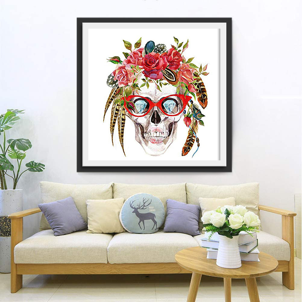 Skull with Glasses Diamond Painting