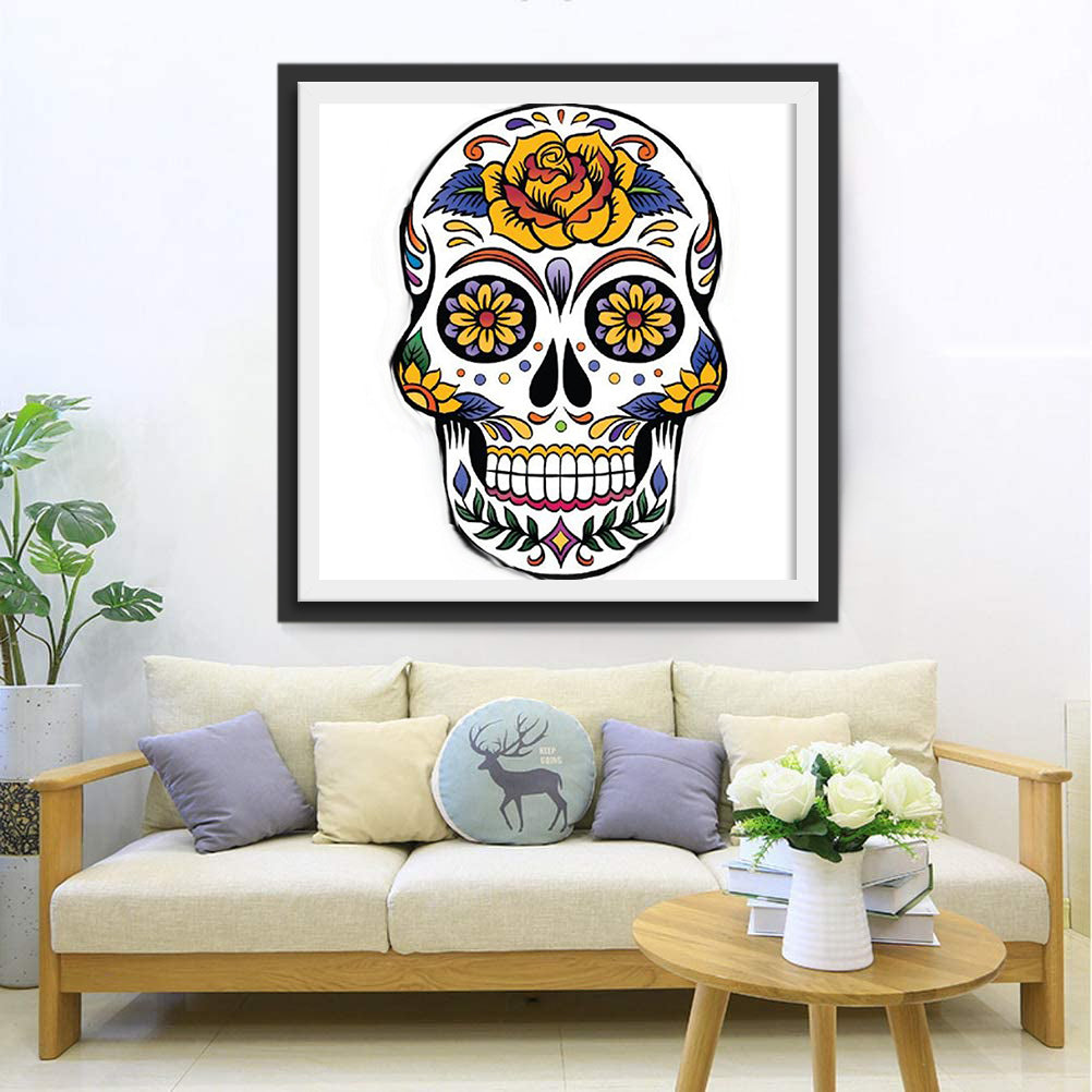 Skull with Yellow Flowers Diamond Painting