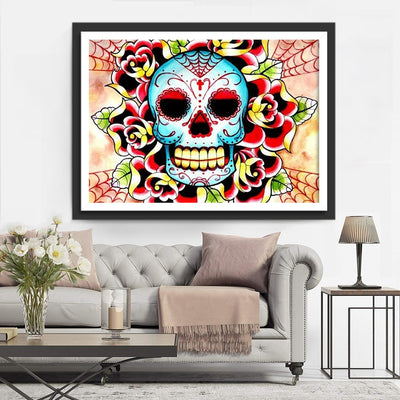 Blue Skull and Red Roses 5D DIY Diamond Painting Kits