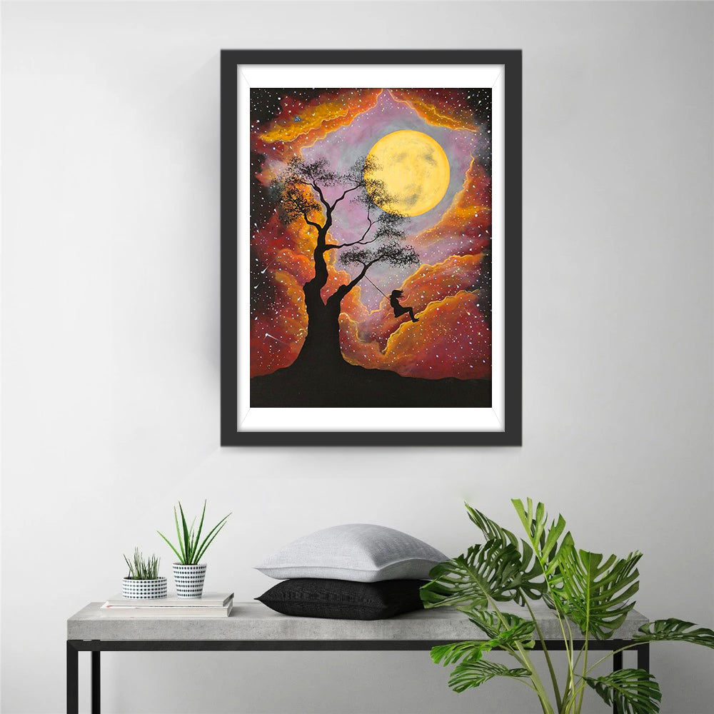 Yellow Clouds and Moon Diamond Painting