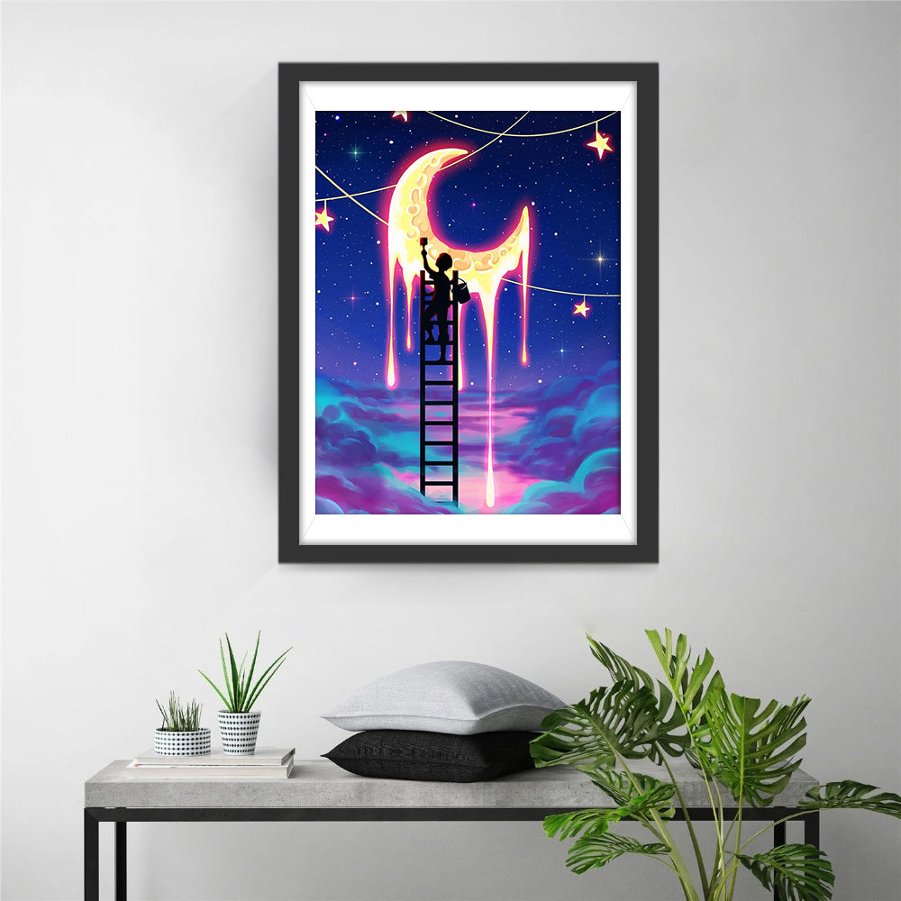 The Boy Drawing the Moon Diamond Painting