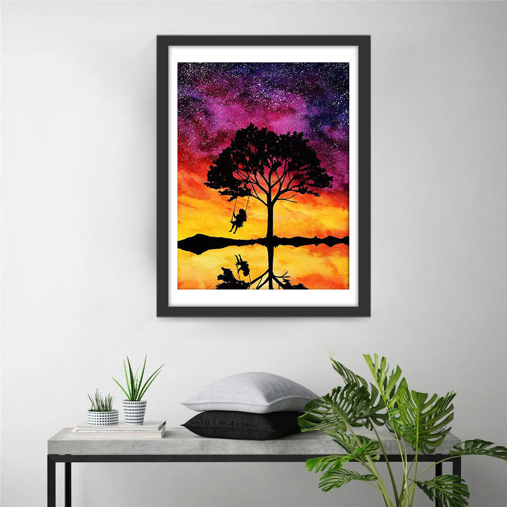 The Girl Swinging Under the Stars Diamond Painting
