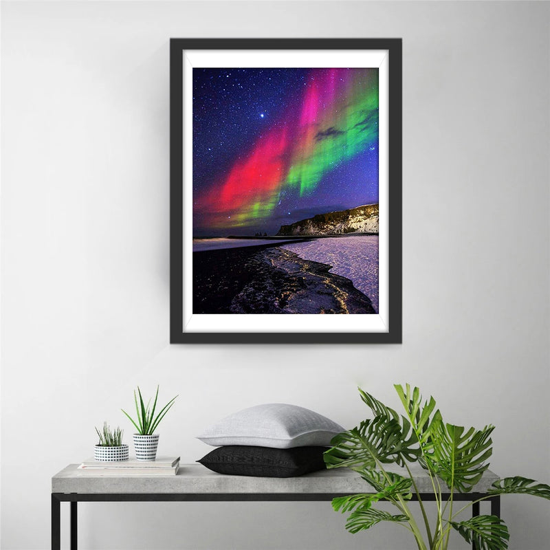 Starry Sky with Green and Red Auroras 5D DIY Diamond Painting Kits