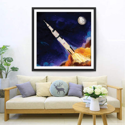 The Rocket and the Moon Diamond Painting